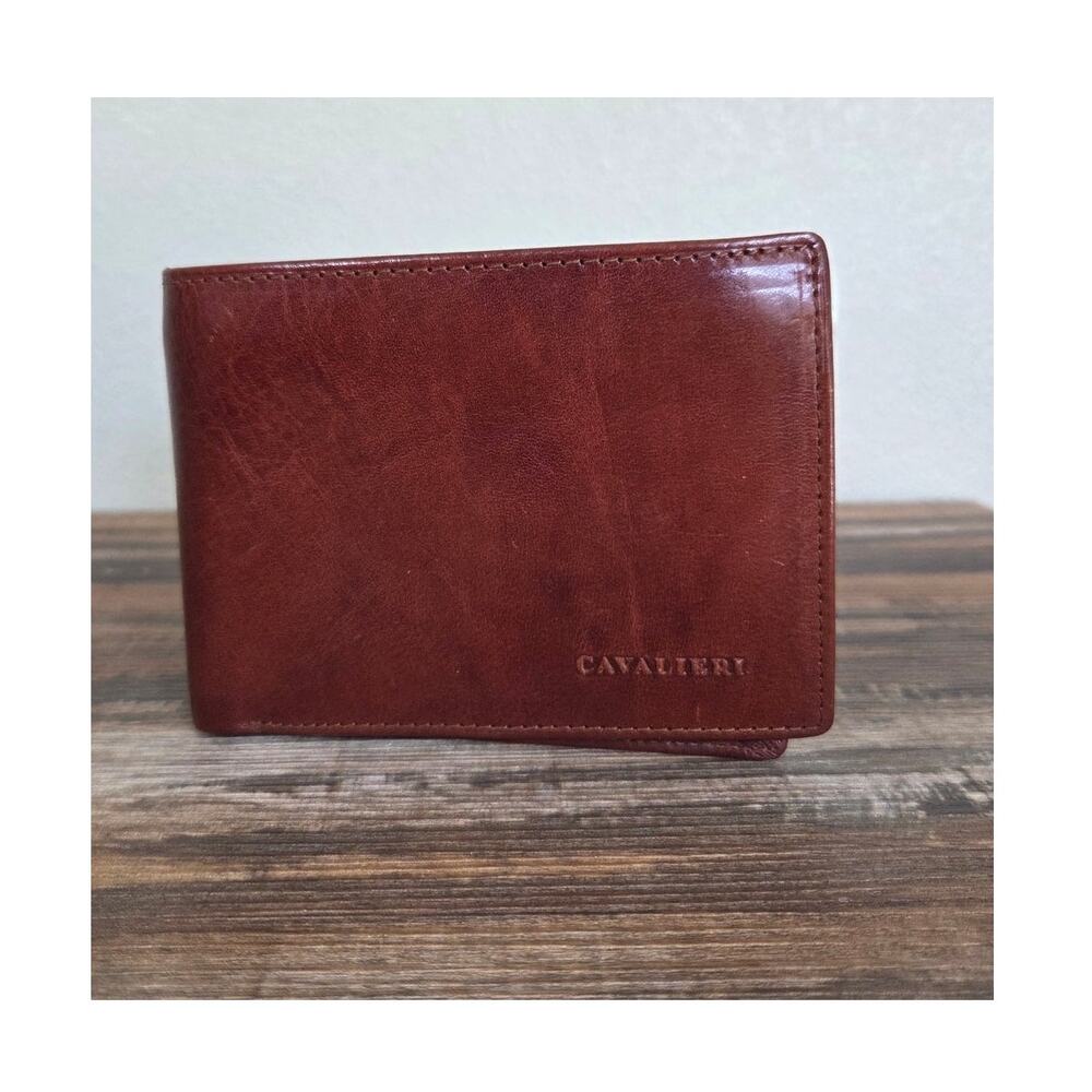 Cavaleri Luxury Men's NWOT Brown Italian Leather Bi-Fold Wallet